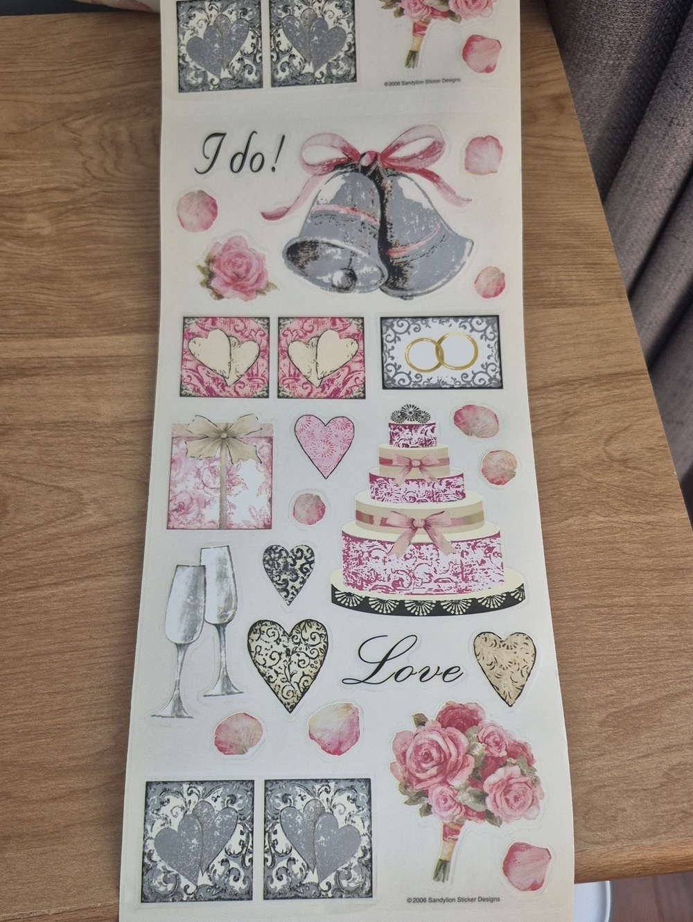 Wedding Sticker Sheet - Pink Floral & Silver Accents